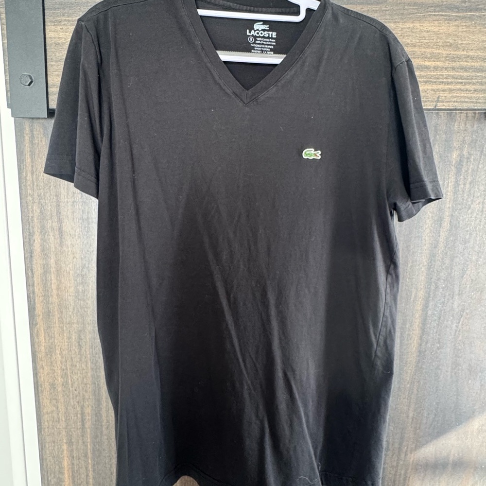 Lacoste Men's Black V-Neck Tee